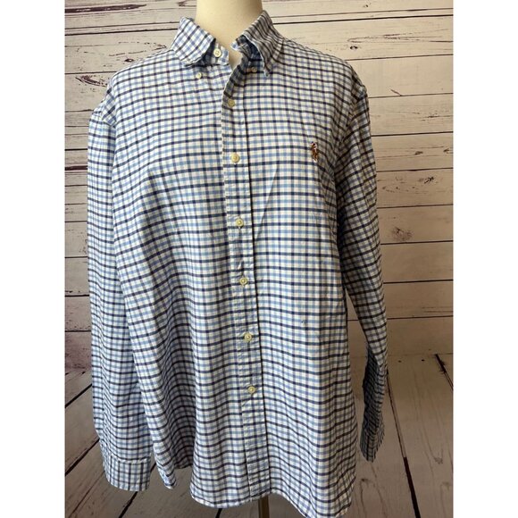 Ralph‎ Lauren Polo Blue Label Button front shirt XL Extra large Plaid Checkered - Picture 1 of 11